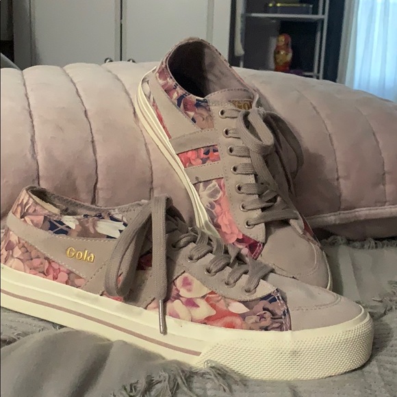 QUOTA II LIBERTY PJ PURPLE FLORAL LEATHER SNEAKERS - Picture 1 of 8